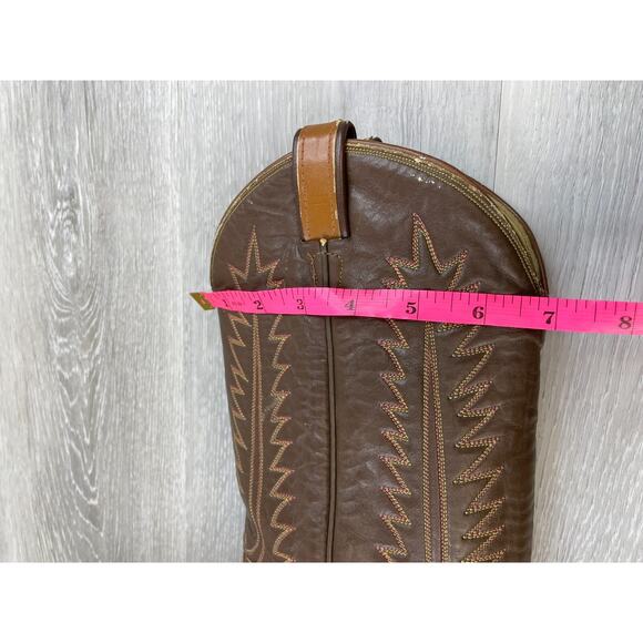 Vintage Tony Lama Men's Brown Leather Sz 9 Pull On Riding Cowboy Western Boot - Picture 8 of 16